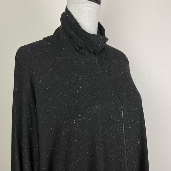 Lola & Sophie | Black Marled Turtleneck Long Dolman Sleeve Oversized Tunic Top - Picture 3 of 9